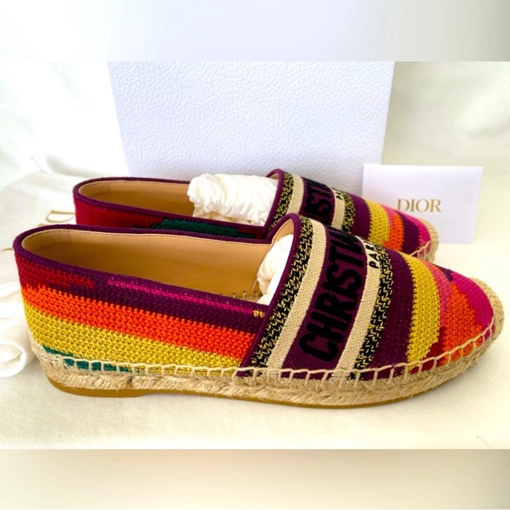 Dior GRANVILLE PATCHWORK MULTICOLOR ESPADRILLES Shoes Flats EUR 35.5 US 5.5 NIB!